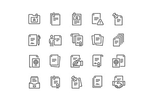 Line Documents Icons