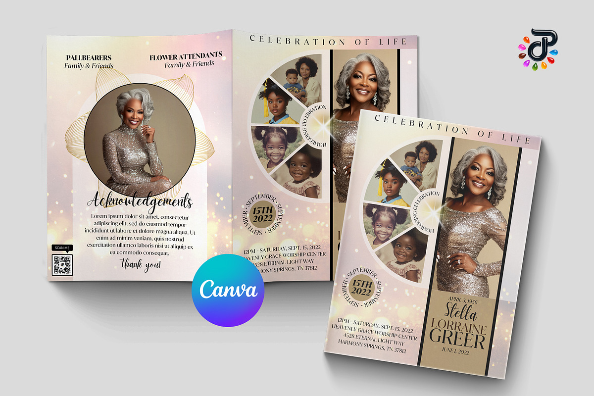 Elegant Canva Obituary Template, a Brochure Template by Protech Design ENT (Photo 1 of 9)