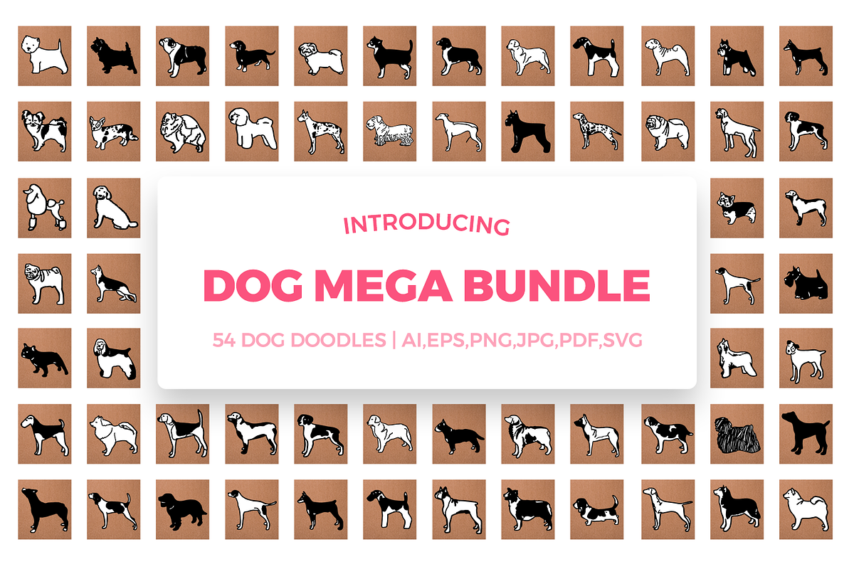 Vintage Dog Doodles Mega Bundle, an Illustration by duka (Photo 1 of 19)