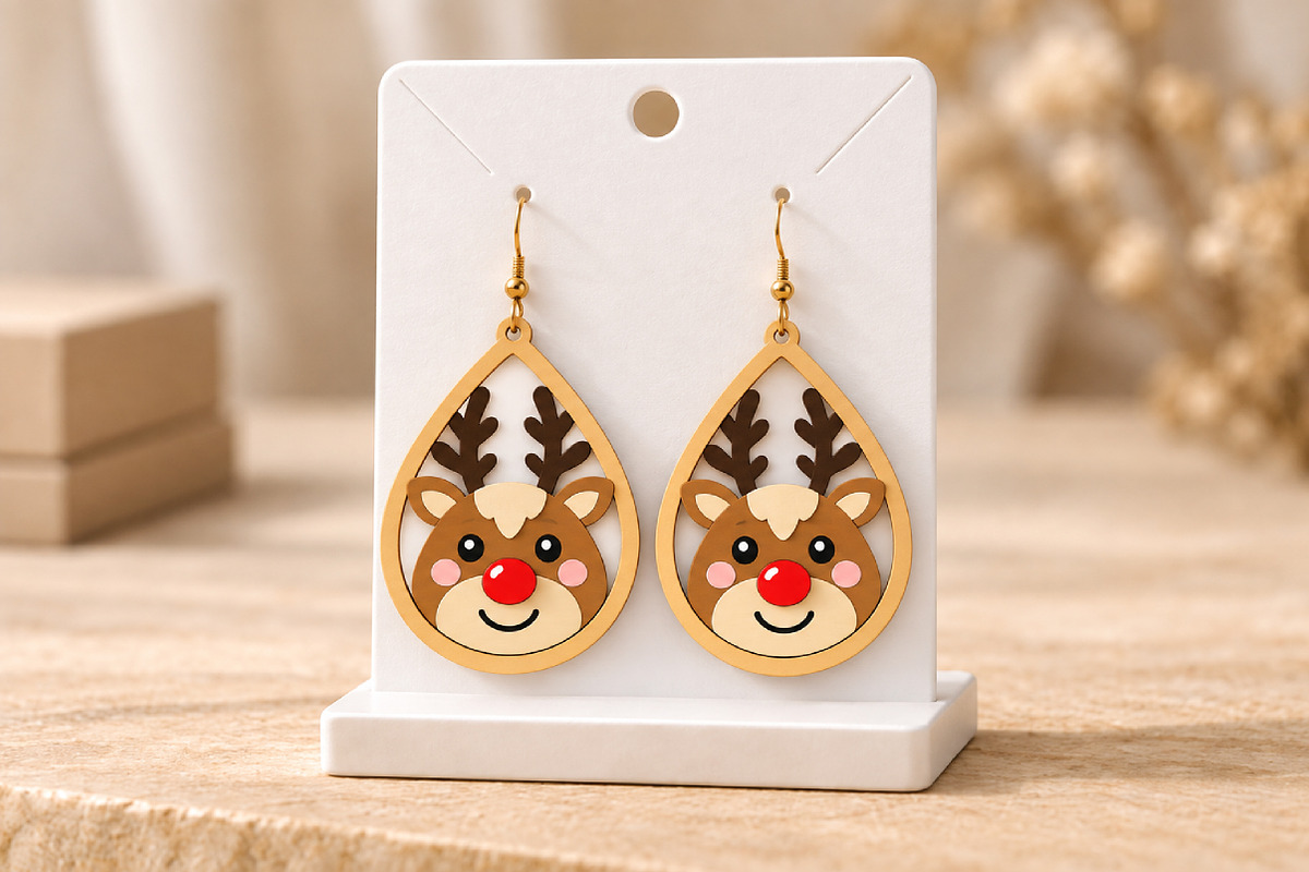 Reindeer Earrings Laser Cut SVG, an Object Graphic by Canvas Craft (Photo 4 of 4)