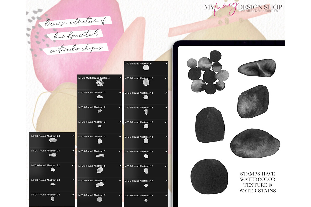 Procreate Abstract Watercolor Set, a Brush Add-On by My Fancy Design Shop (Photo 3 of 14)