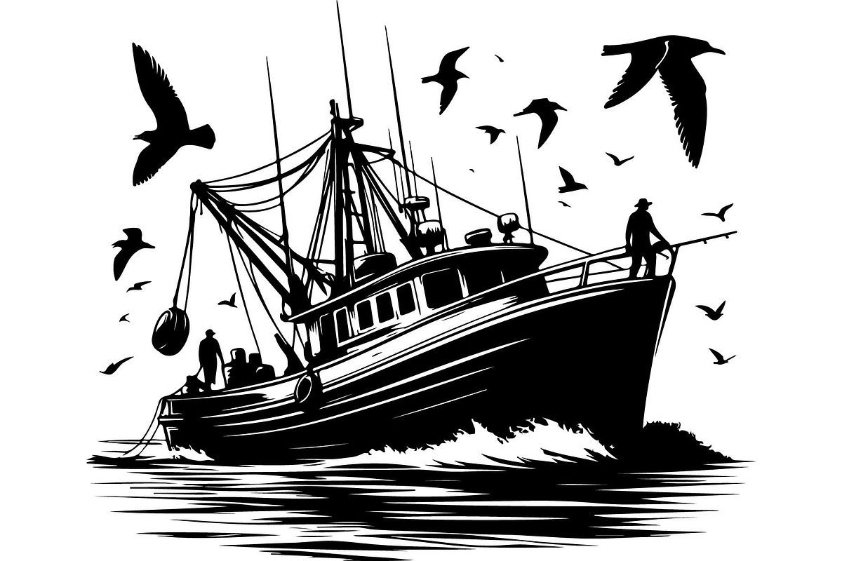 Black Fishing Boat Bundle, an Object Graphic by jahid234 (Photo 11 of 13)