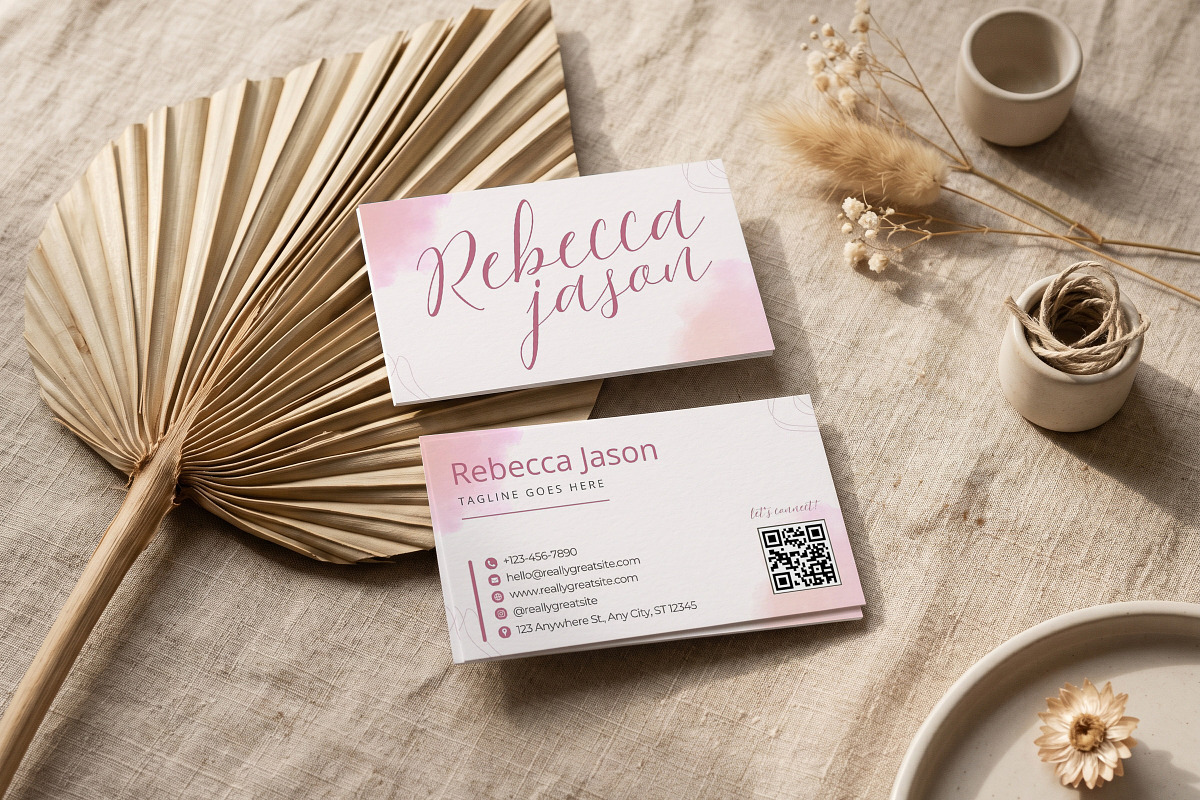 Feminine Business Card Canva Design, a Business Card Template by Arslan (Photo 2 of 6)
