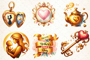 Golden Mother's Day Clipart, an Illustration by DreamCafeArt (Thumbnail 2 of 6)