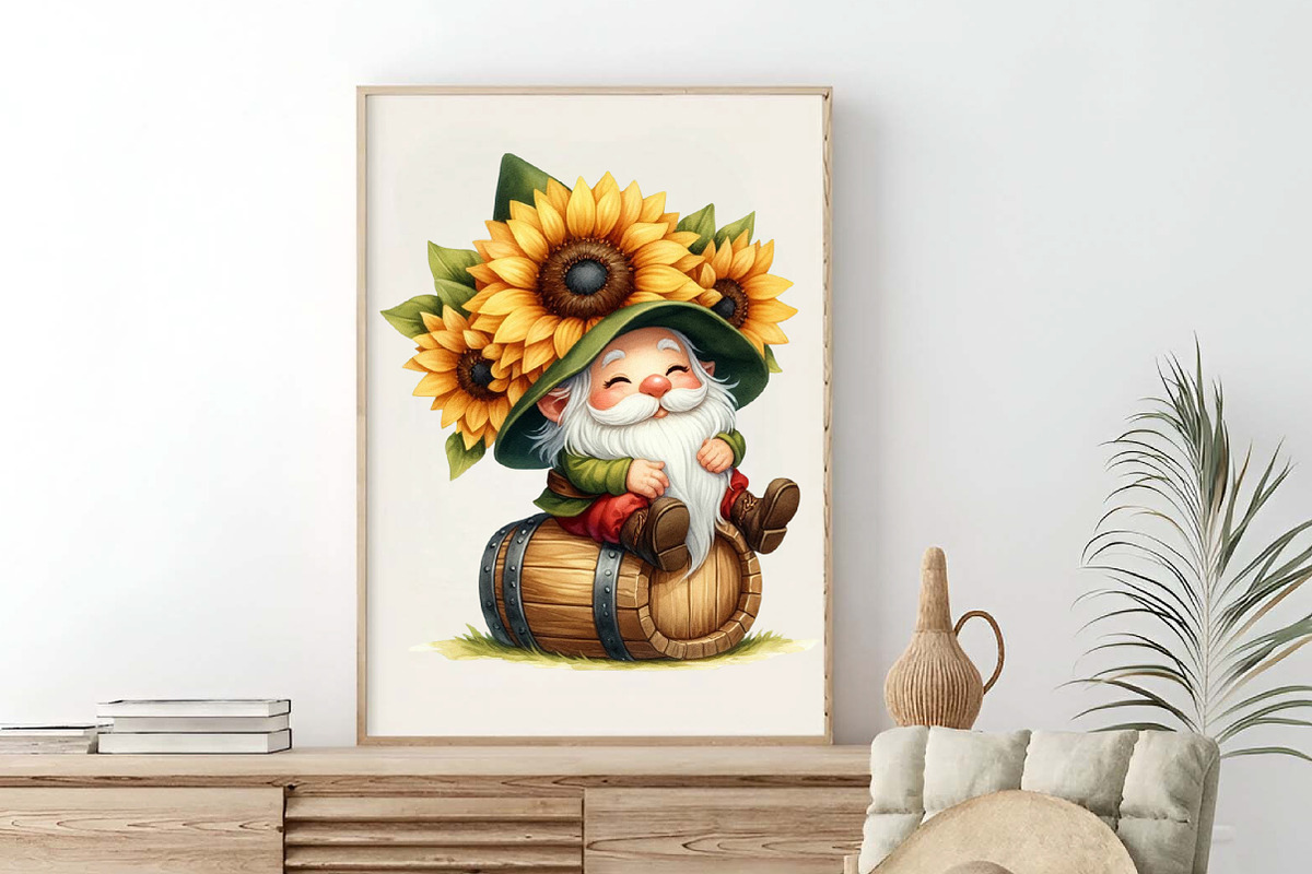Gnome Sunflower Sublimation PNG, an Illustration by Pixels.Craft (Photo 6 of 7)