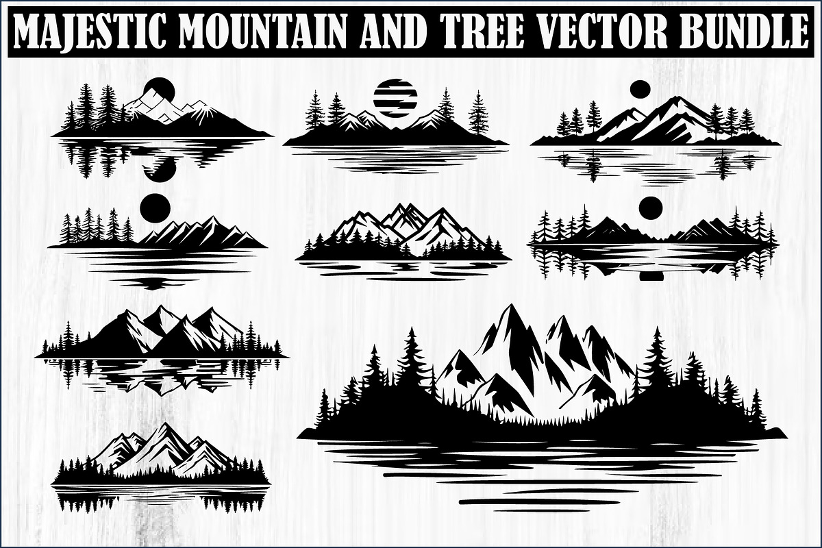 Majestic Mountain and Tree Vector Bu, a Graphic by Designs_River (Photo 1 of 7)