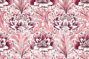Burgundy Floral Seamless Patterns, a Pattern Graphic by Maishop (Thumbnail 5 of 8)