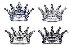 Set of Hand Drawn Crowns