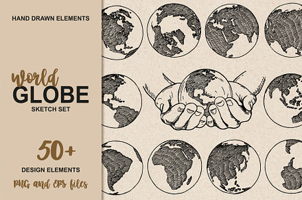 World globe sketch. Earth in hands