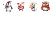 Christmas Cute Characters Animals, an Illustration by Design Market (Thumbnail 4 of 4)