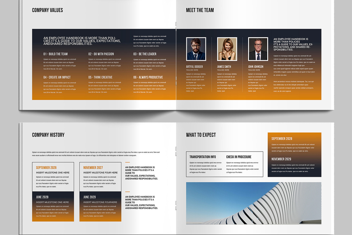 HR Employee Handbook Template Layout, a Brochure Template by MightyDesign (Photo 4 of 9)