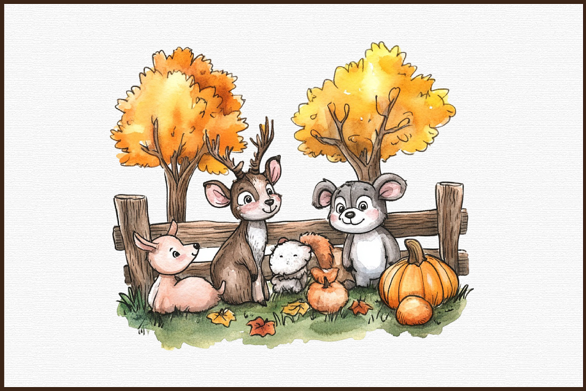 Fall Watercolor Farm Animals Clipart, an Illustration by Sublimation Artist (Photo 3 of 6)