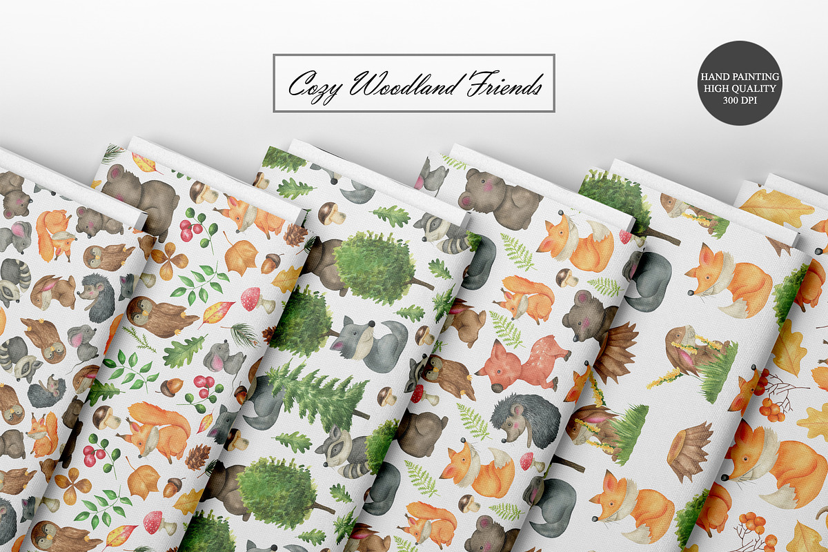 Woodland Animal Seamless Patterns, an Animal Illustration by OlDm_Shop (Photo 8 of 9)