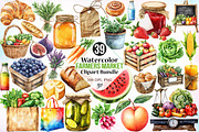 Watercolor Farmers Market Clipart, a Seasonal Illustration by Canvas Craft (Thumbnail 1 of 5)