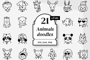 21x2 Casual animals doodles, an Animal Illustration by Pinkbrush (Thumbnail 1 of 6)