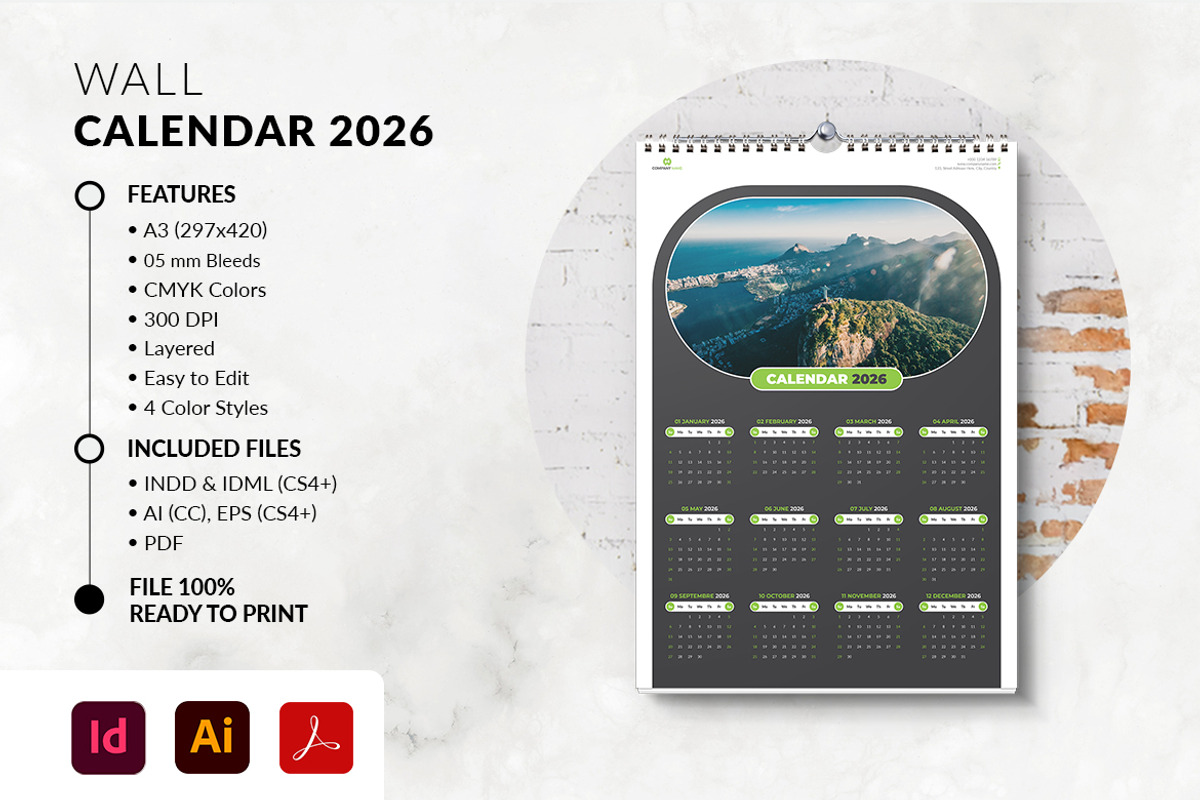 2026 Printable Wall Calendar, a Stationery Template by MstArtwork (Photo 4 of 5)
