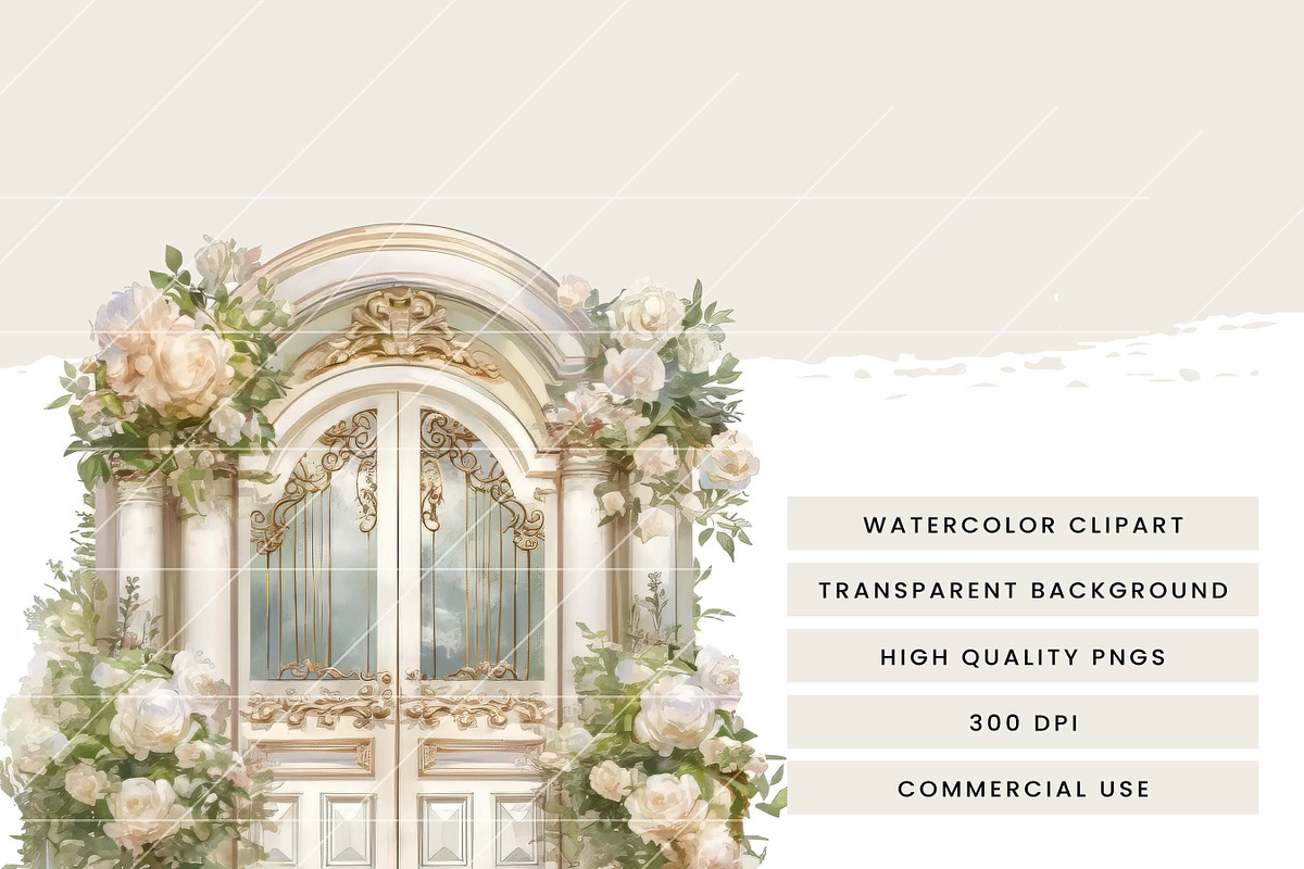 White Flowers Doors Clipart Bundle, a Decorative Illustration by Design Scotch (Photo 7 of 8)