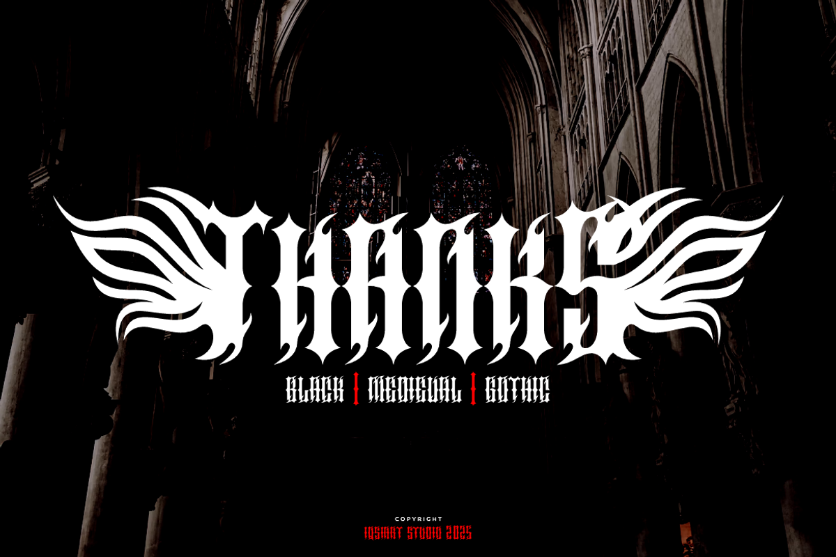 Wings Gromeba - Gothic Font, a Blackletter Font by Iqsiart Studio (Photo 7 of 7)