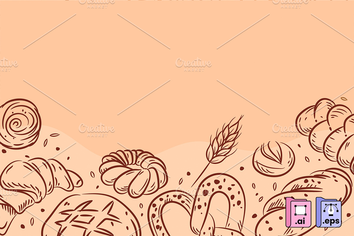 Bakery Hand-drawn Stroke Background, a Pattern Graphic by MISS CHATZ (Photo 1 of 3)