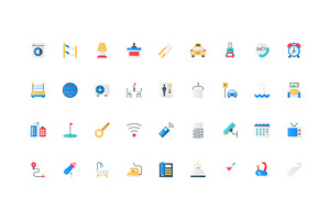 Hotel hospitality booking icons, an Object Illustration by Lemberg Vector