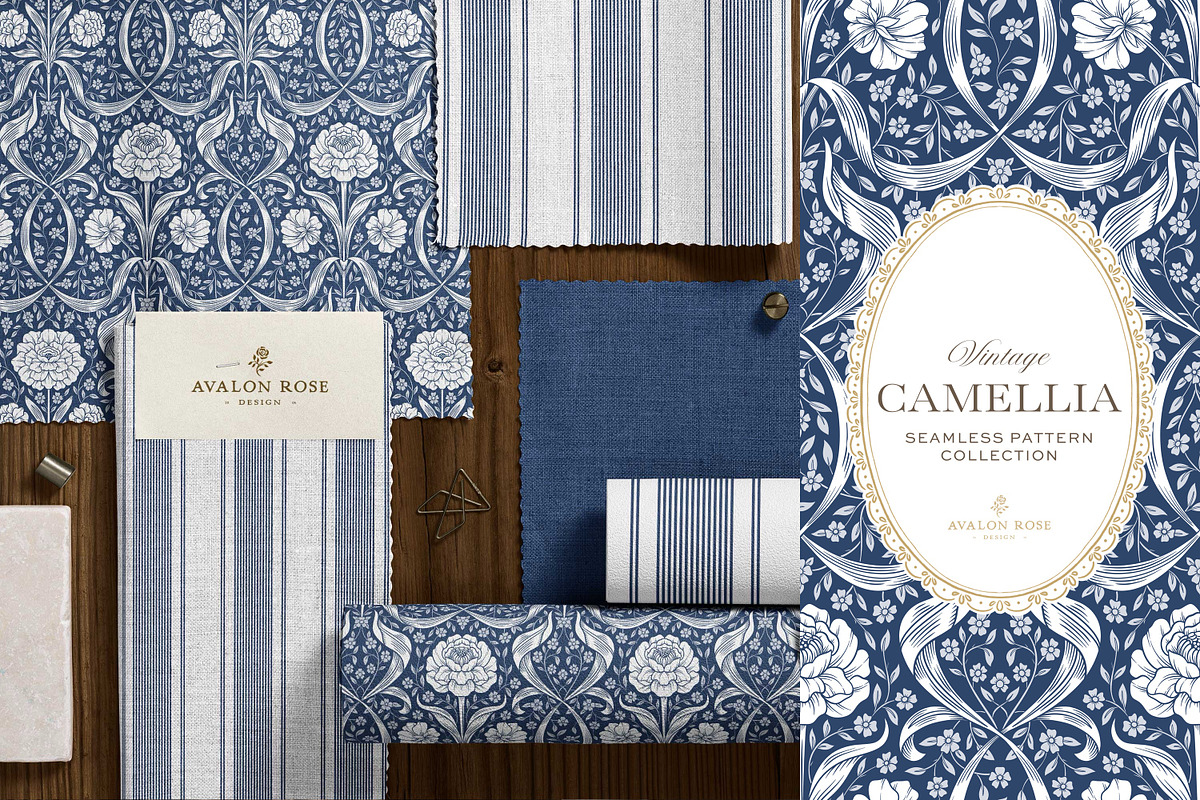 Arts & Crafts Floral Patterns Cobalt, a Pattern Graphic by Eclectic Anthology (Photo 2 of 10)