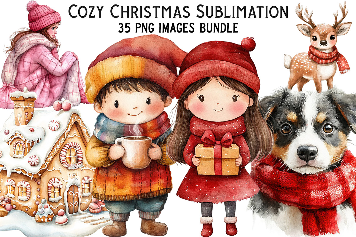 Cozy Christmas Sublimation Clipart, an Illustration by Craft Nest (Photo 1 of 9)