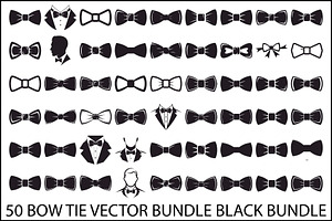 50 Black Bow Tie Vector Bundle Set, an Illustration by Designs_River