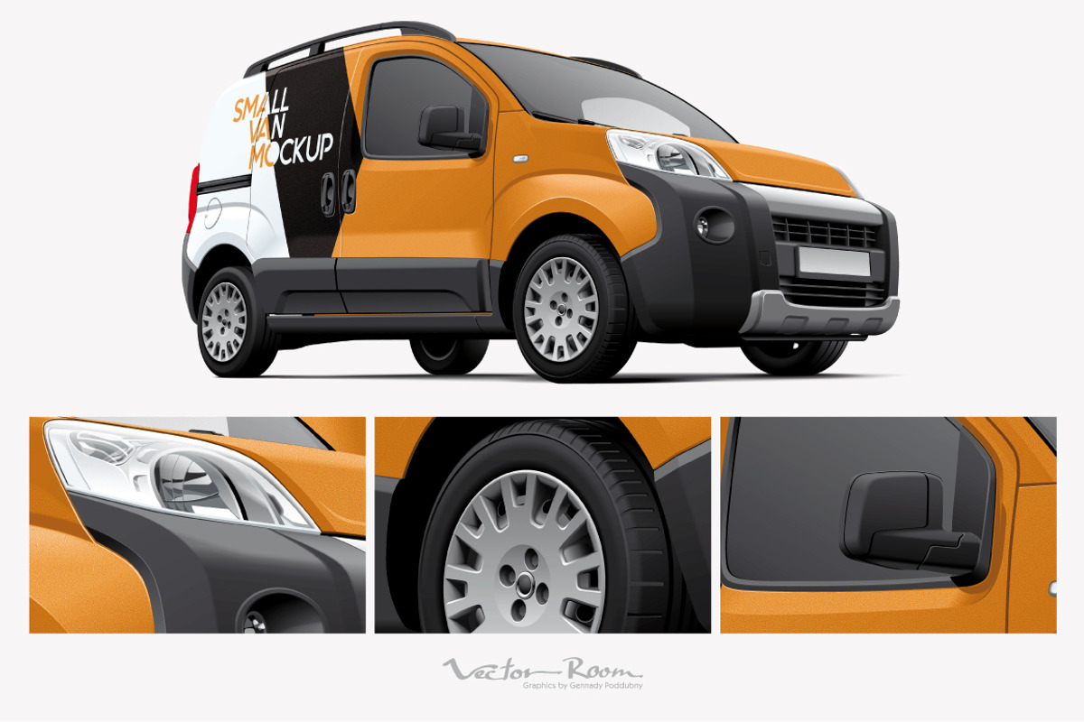 Small Commercial Vehicle Mockup, a Mockup by Vector Room (Photo 1 of 2)