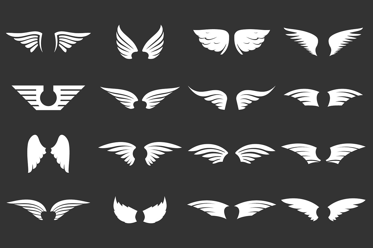 White wings set. Vector, an Illustration by MarkoBabii