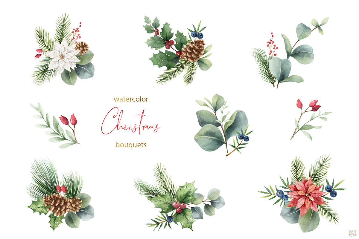 Christmas time 3. Watercolor clipart, an Illustration by Elena Medvedeva (Photo 3 of 10)