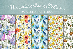 20 Watercolor Vector Patterns