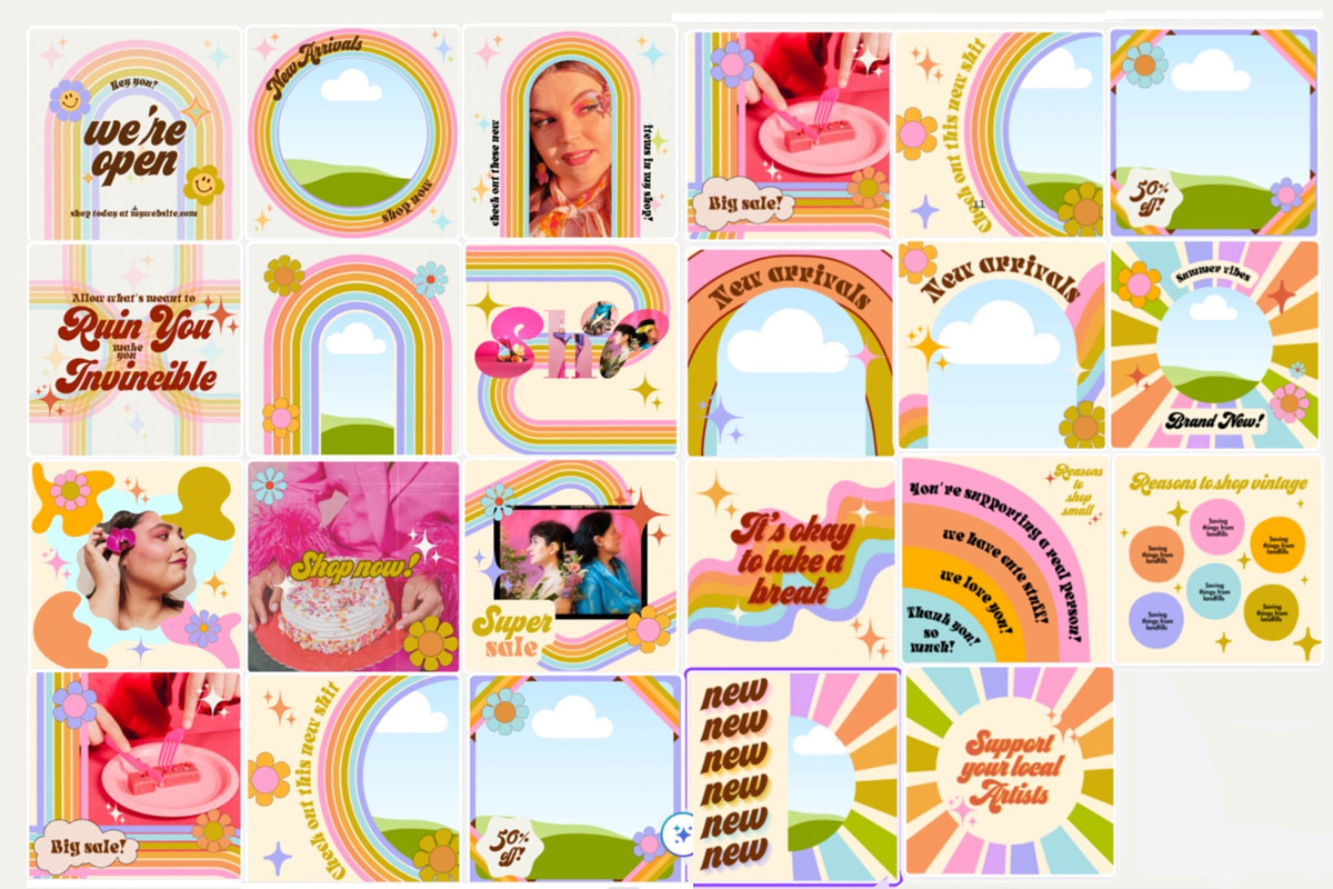Retro Rainbow Canva Templates for IG, a Social Media Template by Dear Darling Design (Photo 2 of 13)