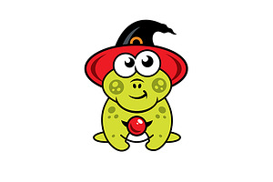 Frog in witch hat