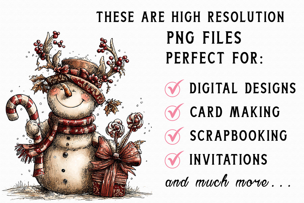 Festive Snowman Winter Clipart, an Illustration by Libby Wishes (Photo 2 of 8)