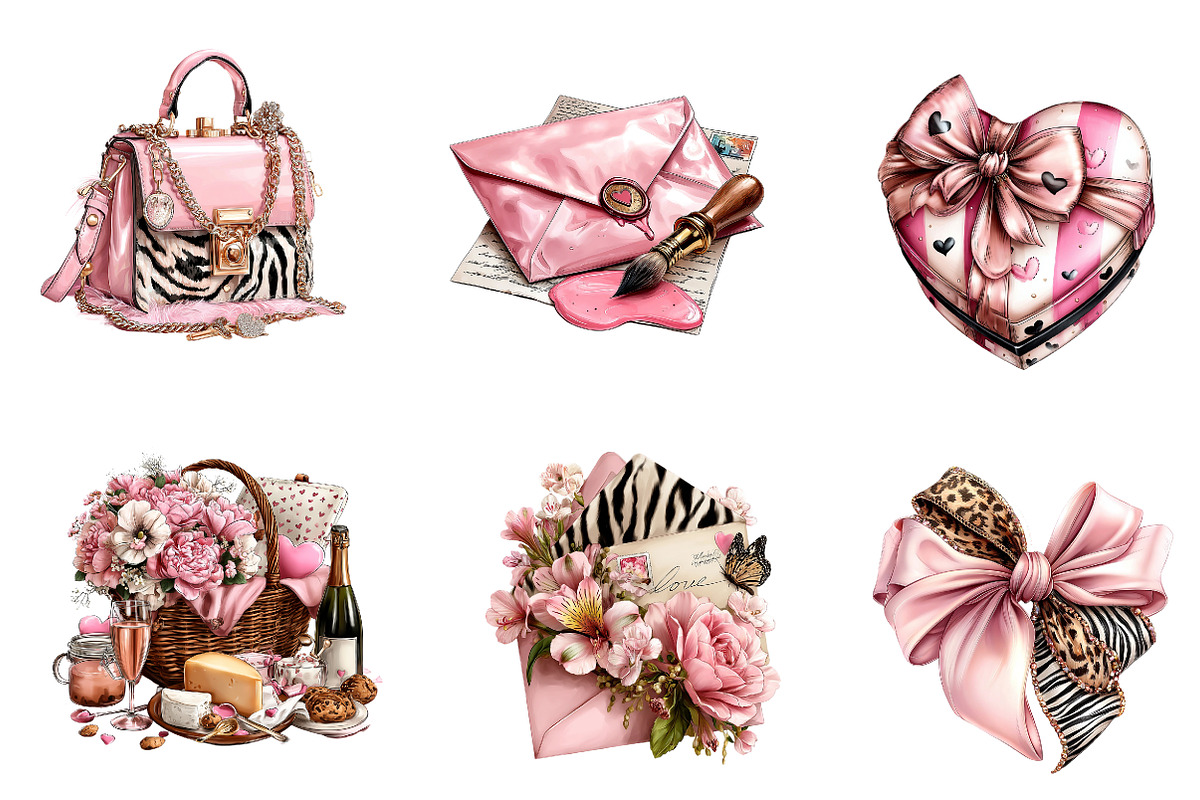 Valentines Day Clipart PNG Girly, an Illustration by CreationArt (Photo 3 of 5)