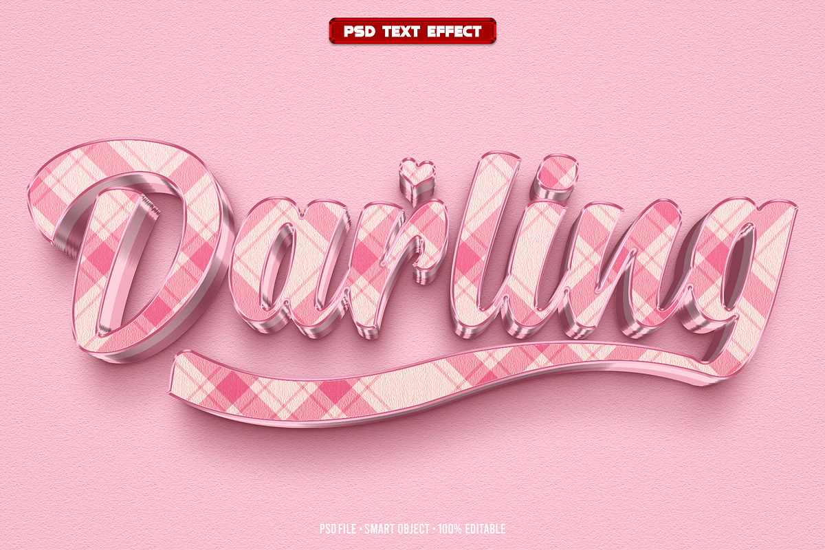 Darling 3D editable text effect, a Layer Style Add-On by Hello Muh (Photo 1 of 2)