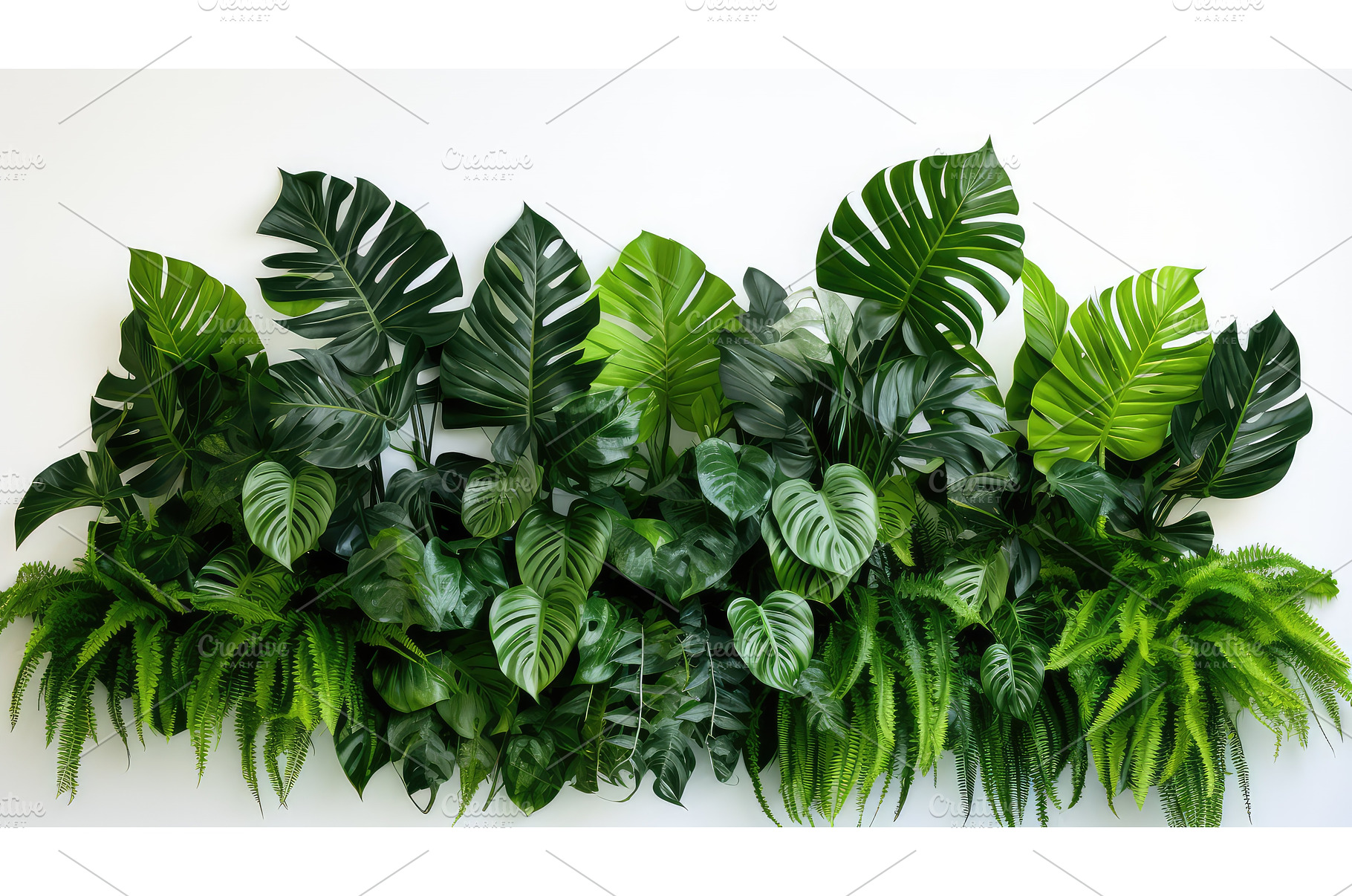 lush jungle plants on white ai, a Nature Photo by pikepicture