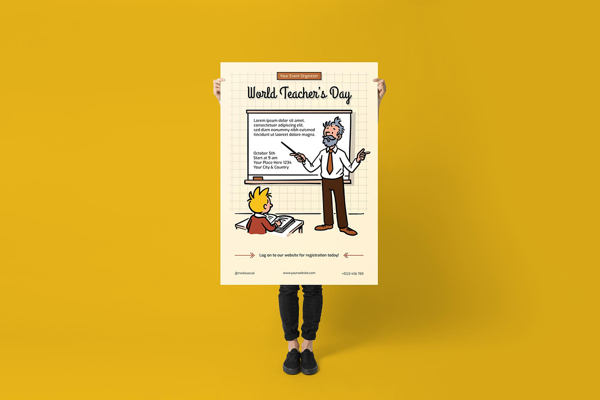 World Teacher’s Day Poster/ Flyer, a Flyer Template by Juru Rancang Graphic (Photo 3 of 3)