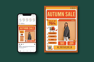 Autumn Sale Flyer, a Flyer Template by iDoodle Studio