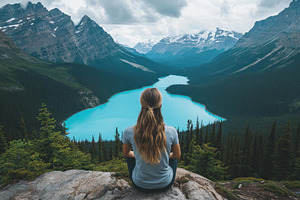 Beautiful woman gazing at turquoise, a Photo by Tanuart