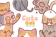 Cute Kawaii Cat Sticker Set, a Graphic by Dori Debreceni draws (Thumbnail 1 of 4)
