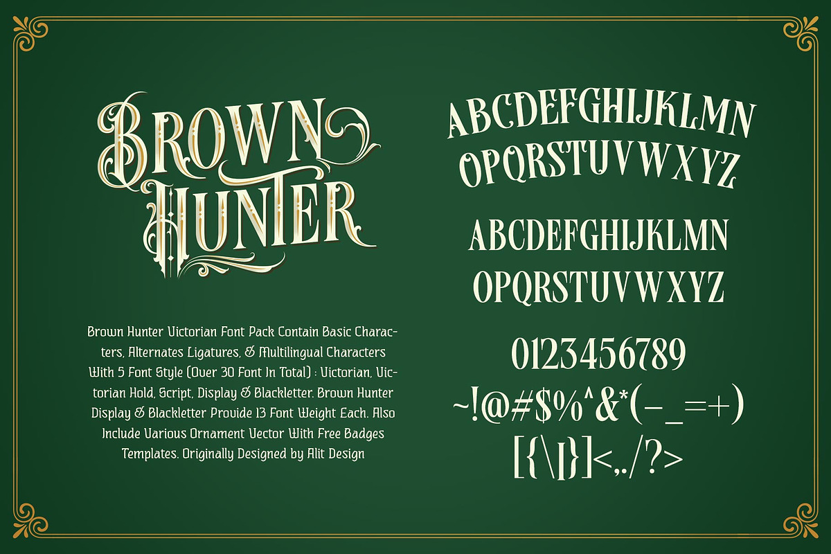 Brown Hunter Victorian Set, a Serif Font by alit design (Photo 2 of 32)