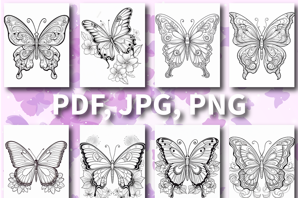 Butterfly Coloring Pages for Adults, an Education Illustration by Design Zone (Photo 5 of 7)