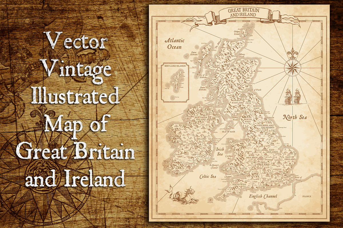 G.Britain & Ireland Illustrated Map, an Illustration by Pingebat (Photo 1 of 4)