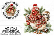 Whimsical Christmas Chicken Clipart, a Seasonal Illustration by Canvas Craft (Thumbnail 1 of 10)