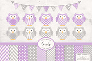 Lavender Purple Owl Vectors & Papers, an Animal Illustration by Amanda Ilkov (Thumbnail 1 of 3)