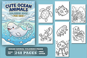 Sea Animal coloring Book for Kids, an Animal Illustration by Design House