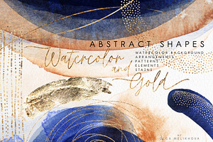 Watercolor & Gold, Abstract Shapes