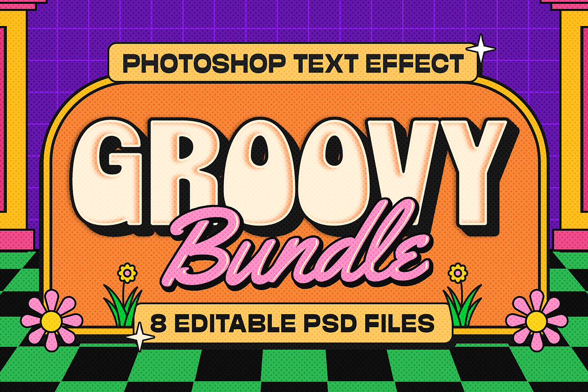Retro Groovy Pack Text Effect V2, a Layer Style Add-On by Sixtysix Labs (Photo 1 of 9)