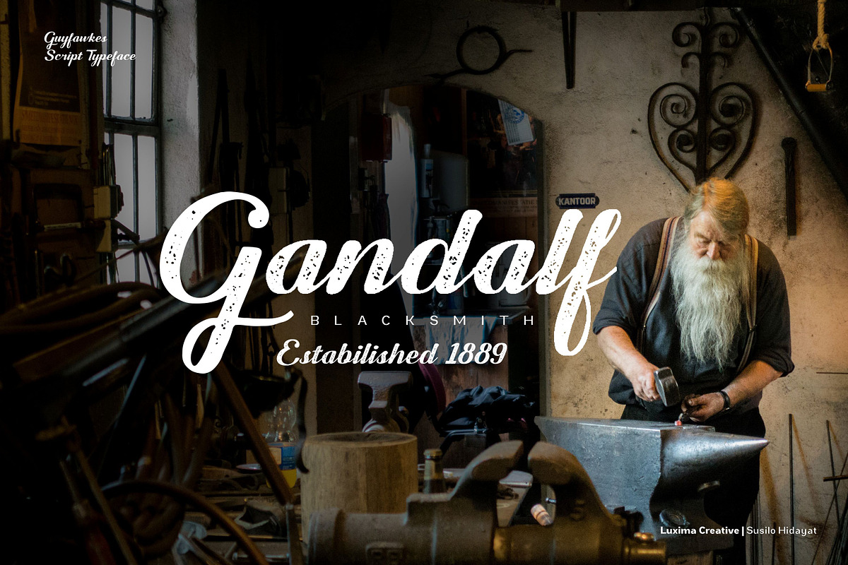 Guyfawkes Script, a Script Font by Luxima (Photo 2 of 8)